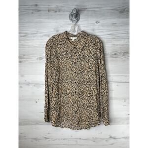 On 34th Shirt Womens 2X Leopard Print Button Front Long‎ Sleeve Blouse Top